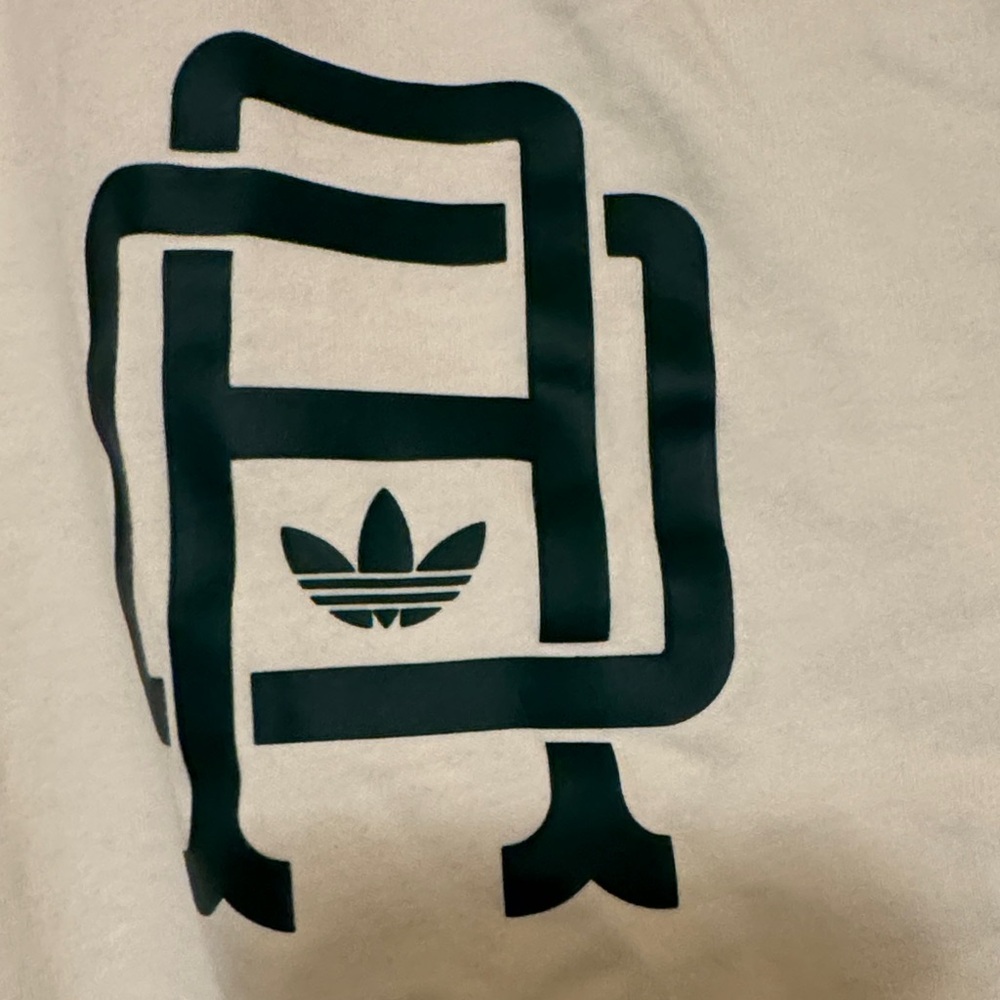 Adidas Cream Long Sleeve Shirt with evergreen Accents 2XL NWOT - Picture 3 of 12